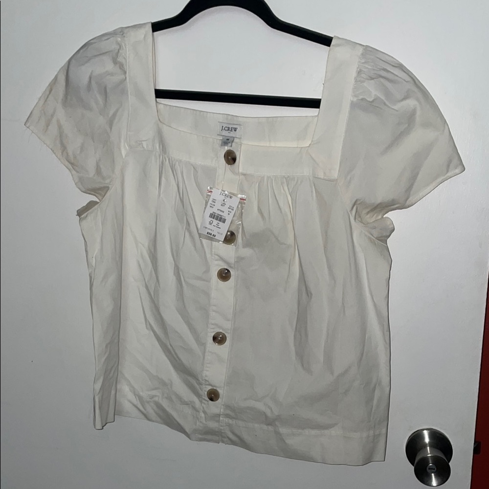 J. Crew Women's Cream Button-Down Top